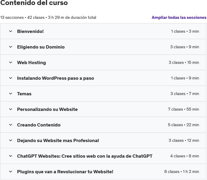 Temario del curso WordPress Y Sitios Web